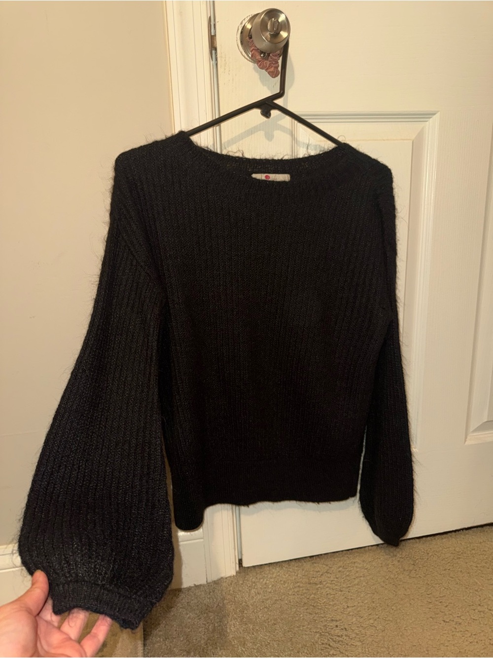 Boden Black Women's Balloon Sleeve Knit Sweater